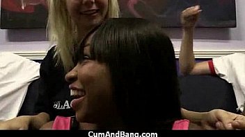 Black sluts mouth used by group of white cocks 12