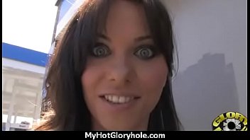 Babe sucks and fucks black cock at gloryhole 3