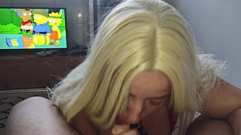 Sucking cock while talking to the cuckold on the cell phone