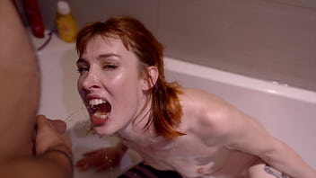 Massive cum and piss bukkake for skinny slut pixie pink drenched in cum and washed in piss