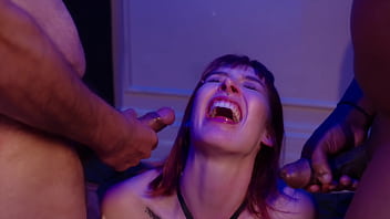 Massive cum and piss bukkake for skinny slut pixie pink drenched in cum and washed in piss