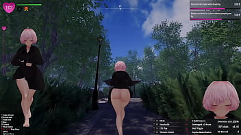 Secret flasher manaka walking in park voyeur game