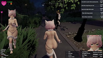 Secret flasher manaka walking in park voyeur game