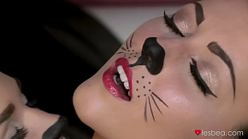 Spooky teen sex kittens lick each other all over on halloween lesbea