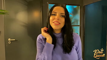 Matt pounds kira’s dripping cunt after bathroom blowjob