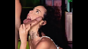 I gag hard on it sloppy deepthroat by brunette latina with natural tits