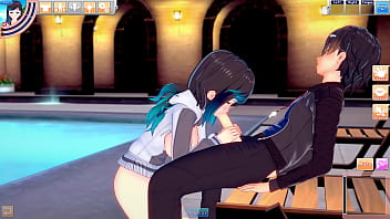 Hentai beauty grace enjoys time at her pool with guy