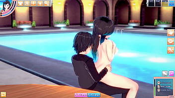 Hentai beauty grace enjoys time at her pool with guy