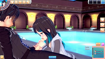 Hentai beauty grace enjoys time at her pool with guy