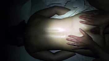 Rubbing her with lotion until i cum on her pov