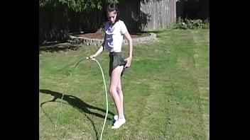 Zoe Plays With Water Hose Wetting Pierced Tits & Her Pussy thumbnail