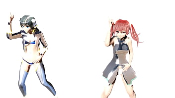 Horny lesbian girls kanon & aria having fun mmd by tsunpai
