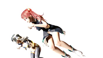 Horny lesbian girls kanon & aria having fun mmd by tsunpai