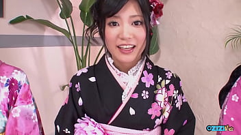 Several asian ladies choose floral kimonos to enhance appeal for group sexual encounters