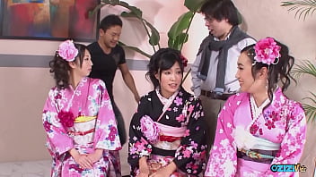 Several Asian Ladies Choose Floral Kimonos To Enhance Appeal For Group Sexual Encounters thumbnail