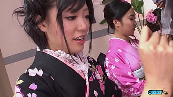 Several asian ladies choose floral kimonos to enhance appeal for group sexual encounters