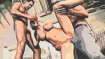 Nikky benz gobbles two cocks