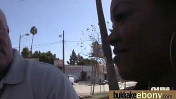 Ebony babe sucks too many white cocks 11