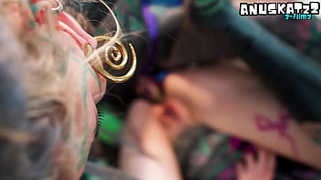 Tattooed hippie cutie gets a hardcore anal lesson from a dominant alt pornstar