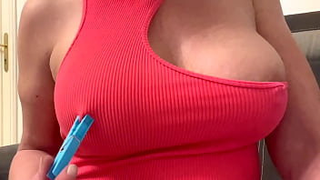 Nipples clothespins and spitting my big boobs and pierced nipple