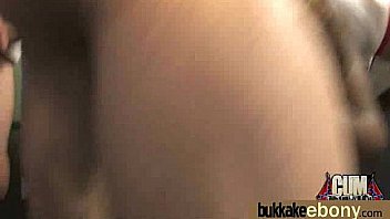 Ebony babe sucks group of white guys 29