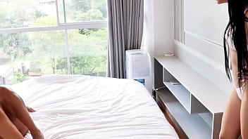 Found my horny flatmate masturbating and helped her finish the job