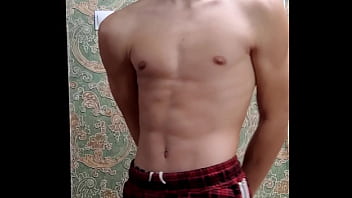 Flex skinny boy after study