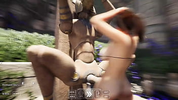 Lara's deep throat came in handy in exploring the huge cock to awaken the statue