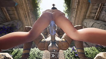 Lara's deep throat came in handy in exploring the huge cock to awaken the statue