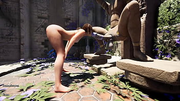 Lara's deep throat came in handy in exploring the huge cock to awaken the statue