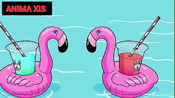 Idoso entra na piscina com putas novas