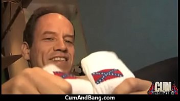 Ebony babe sucks group of white guys 25