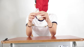 A Girl Who Guesses What She Is Touching With A Blindfold thumbnail