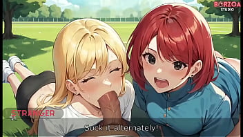 Facial cumshot in public park