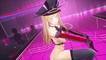 Kancolle ship bismarck dances with slut tattoos on her body