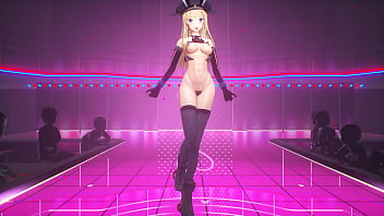 Kancolle ship bismarck dances with slut tattoos on her body