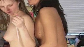 Brunette teens stripping