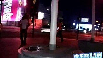 Blonde gets public titty suck