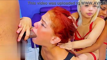 Blonde and her friends enjoy a nice huge cock giving delicious blowjobs drooling
