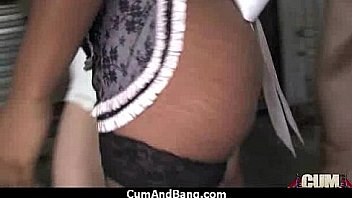 Nice ebony fucked by several white guys in all holes 19