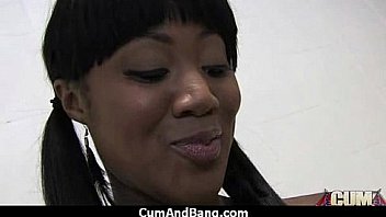 Nice ebony fucked by several white guys in all holes 19