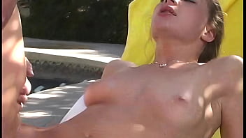 Aurora snow gets her tight old pussy licked and fucked by the pool