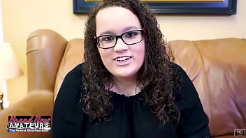 Curvy curly hair harper gets on her knees for cum after sex