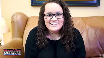 Curvy curly hair harper gets on her knees for cum after sex