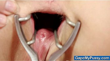 Blonde babe paris uses pussy gape spreader Blonde babe paris uses pussy gape spreader