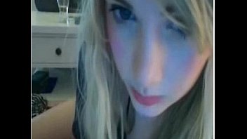 Blonde teen playing with dildo on cam