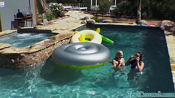 Teal conrad & addison devine have sex & sunbathe in the pool