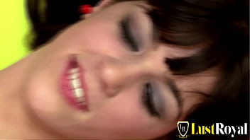 Nasty slim brunette hammered by a fat cock