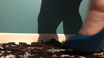 Miss trisha has fun playing with her food in high heels