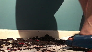 Miss trisha has fun playing with her food in high heels